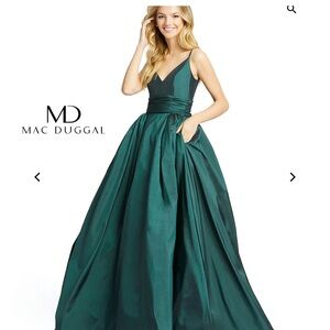 Mac Duggal Teal Satin Ballgown — Size 10 — Excellent Condition — Worn Once